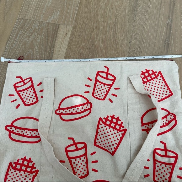 Fast Food Tote Bag Chickfila Burger French Fry Red Novelty Printed Canvas VTG - Picture 9 of 12